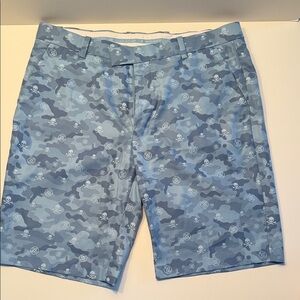 G/FORE Blue Camouflage Skull Print Shorts